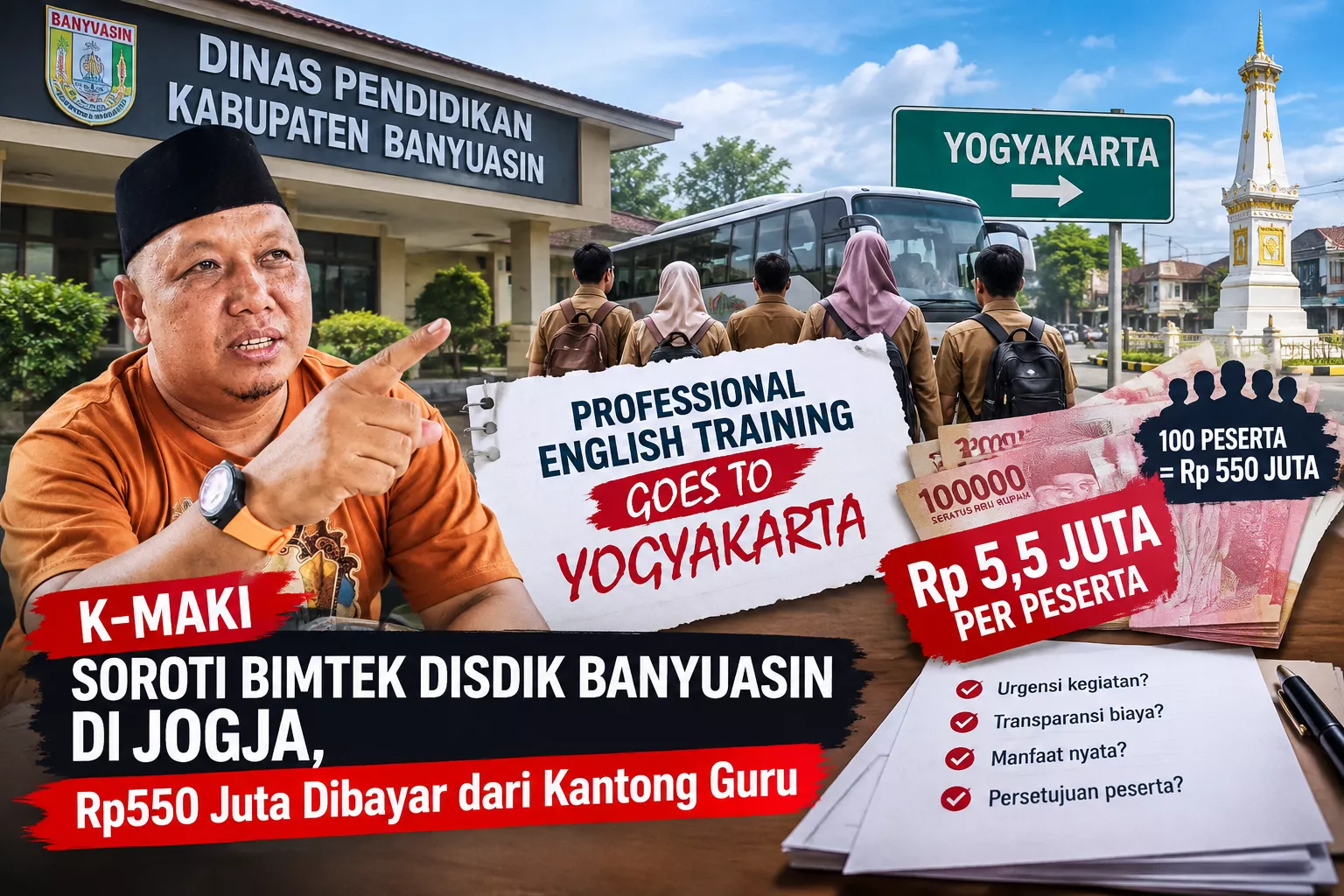 K-MAKI Soroti Bimtek Disdik Banyuasin di Jogja, Rp550 Juta Dibayar dari Kantong Guru