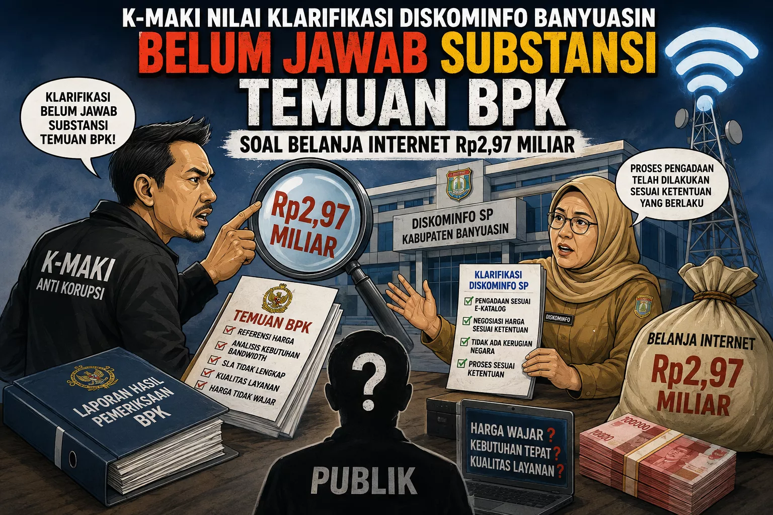K-MAKI Nilai Klarifikasi Diskominfo Banyuasin Belum Jawab Substansi Temuan BPK soal Belanja Internet Rp2,97 Miliar