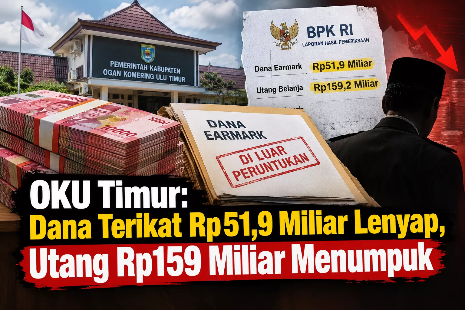 Dana Earmark Rp51,9 Miliar Terpakai Salah, OKU Timur Timbun Utang Rp159 Miliar