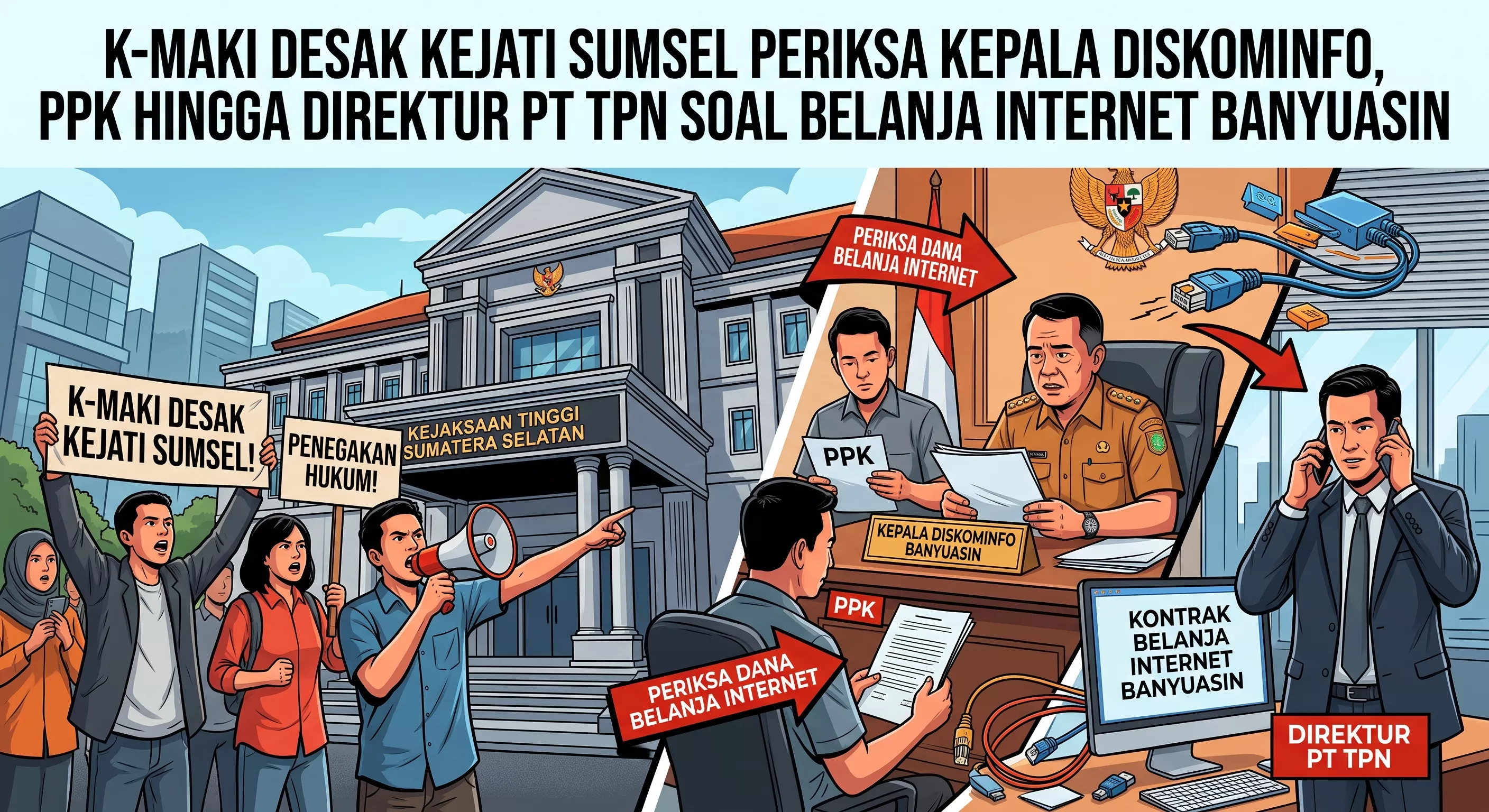 K-MAKI Desak Kejari Banyuasin Periksa Kepala Diskominfo, PPK hingga Direktur PT TPN soal Belanja Internet Banyuasin