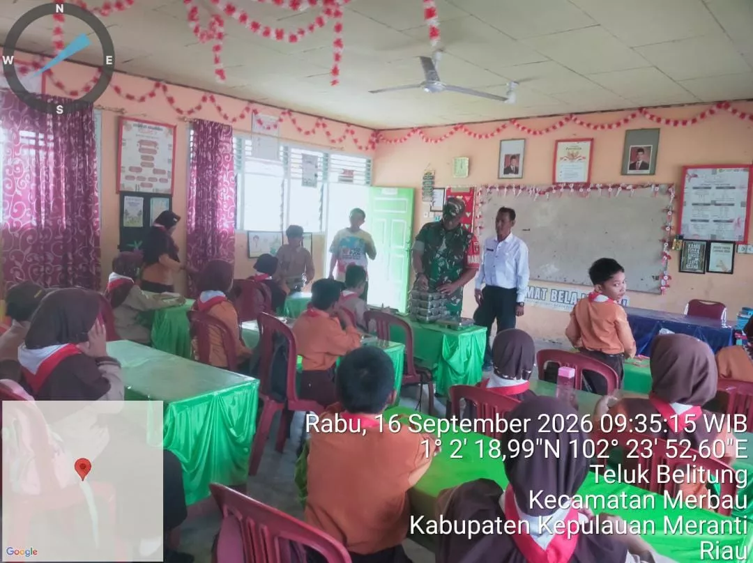 Program Makan Bergizi di Merbau Jangkau 3.023 Siswa dan Guru, Babinsa Lakukan Pengawalan 