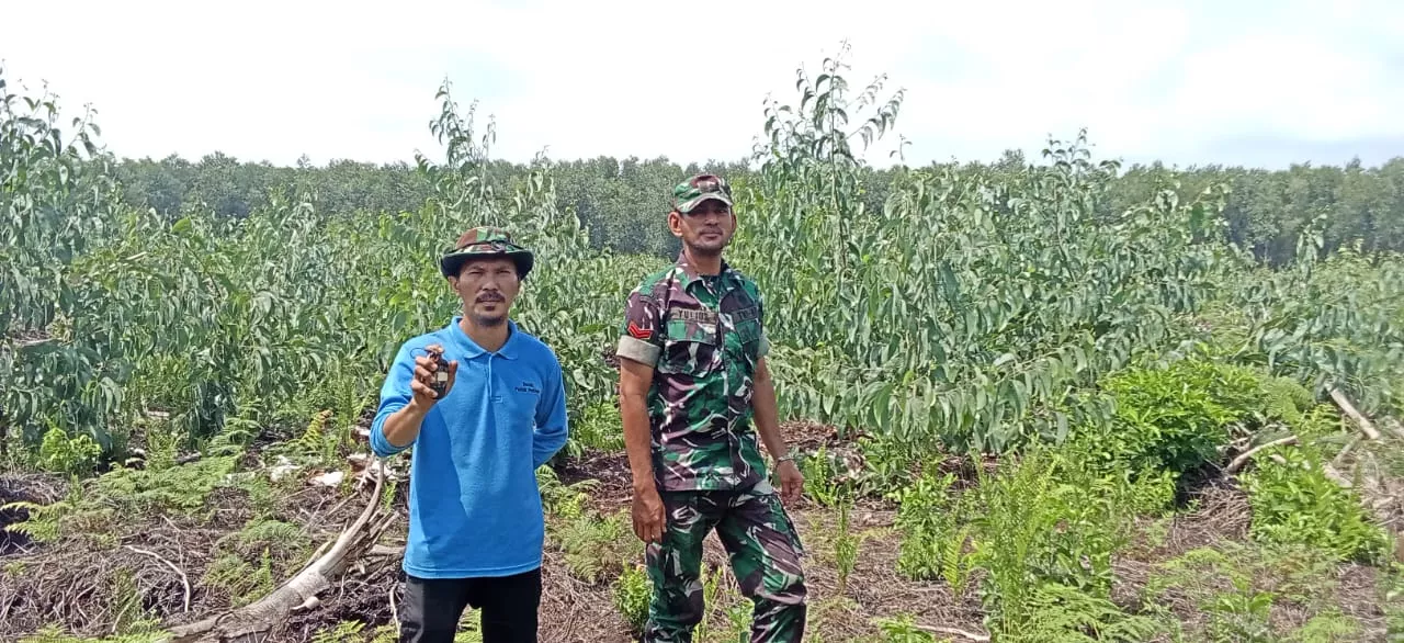 Babinsa dan Warga Meranti Patroli Cegah Karhutla di Lahan Gambut