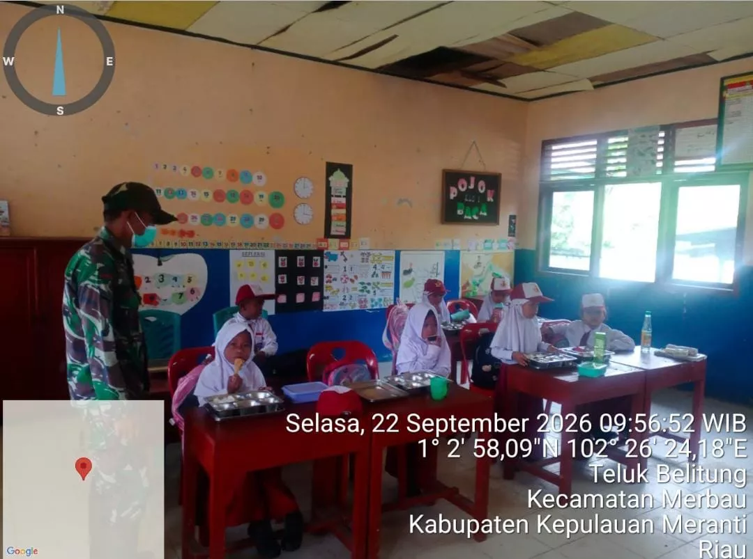 Program Makan Bergizi 3.023 Porsi di Merbau Didampingi Babinsa Koramil 06