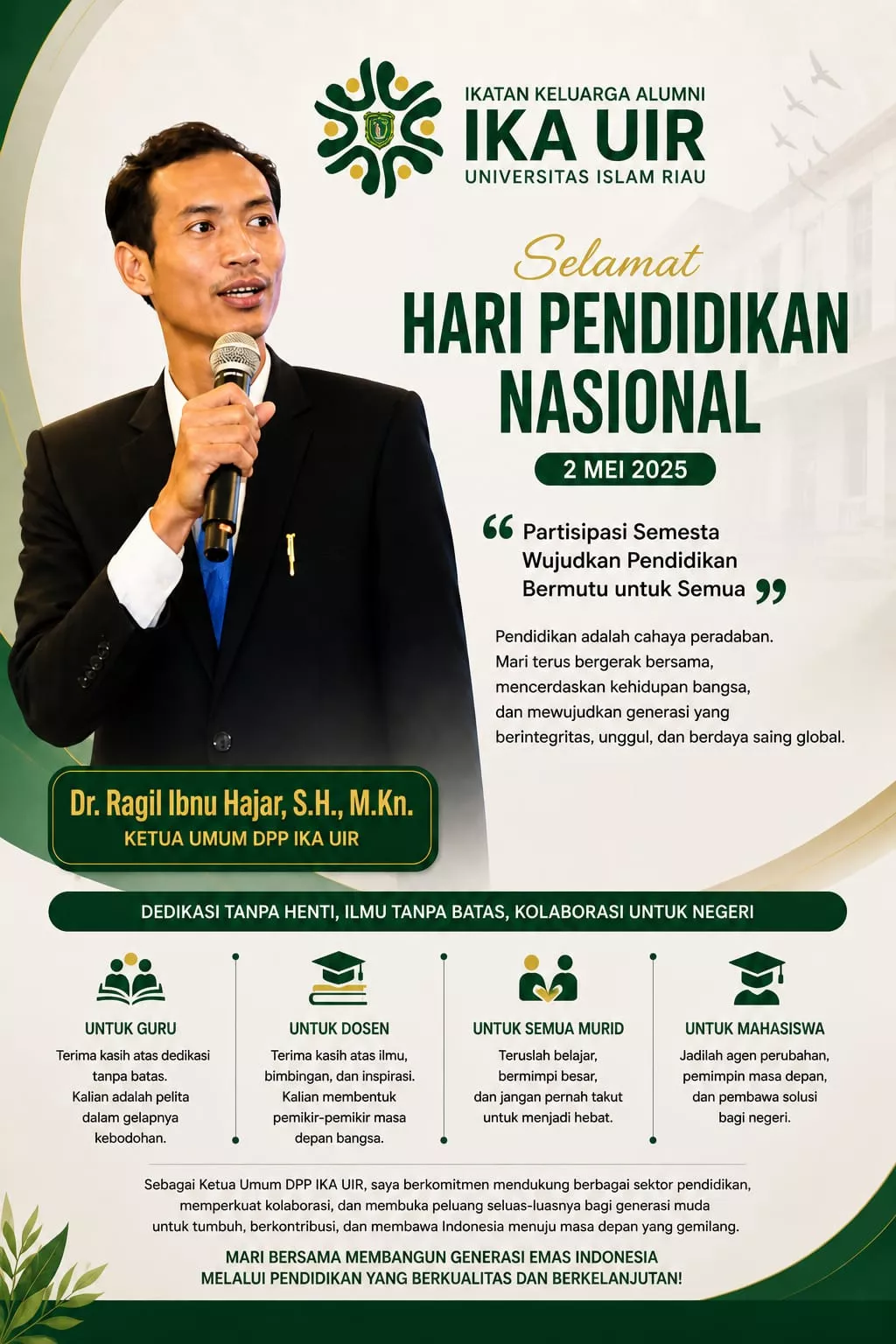 Dr. Ragil Ibnu Hajar, S.H., M.Kn : Momentum Membangun Generasi Unggul Riau