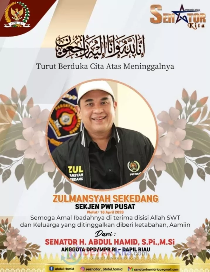 Turut Berdukacita, Senator Abdul Hamid :Saya Merasa kehilangan mendalam Sosok Zulmansyah Sekedang. 