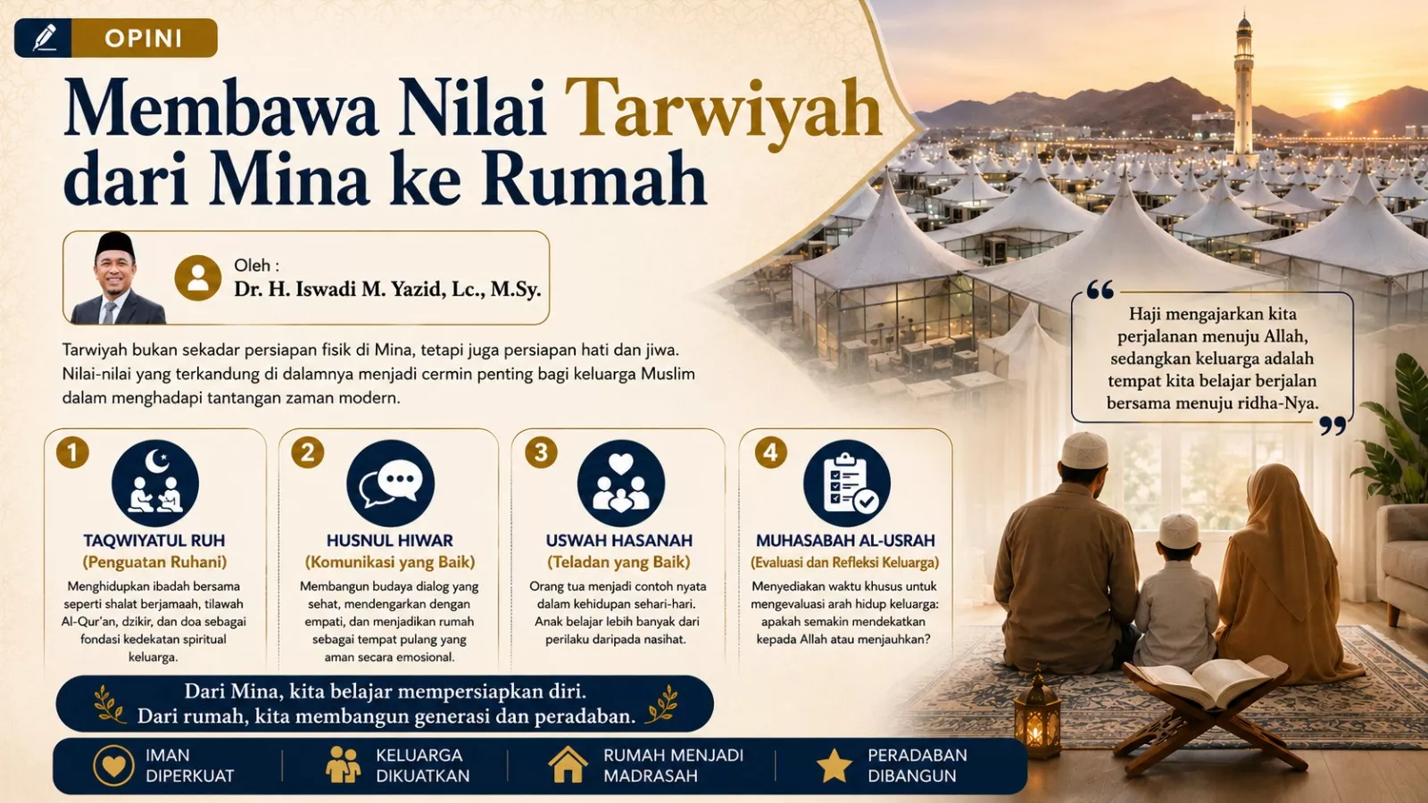 Membawa Nilai Tarwiyah dari Mina ke Rumah  Oleh : Dr.H.Iswadi M.Yazid, Lc., M.Sy