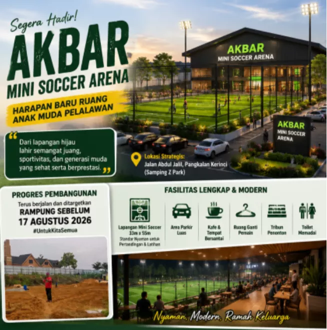 Akbar Mini Soccer Arena Segera Hadir di Pangkalan Kerinci, Ditargetkan Rampung Sebelum 17 Agustus