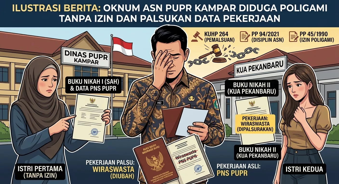 OKNUM ASN PUPR KAMPAR DIDUGA POLIGAMI TANPA IZIN DAN PALSUKAN DATA PEKERJAAN