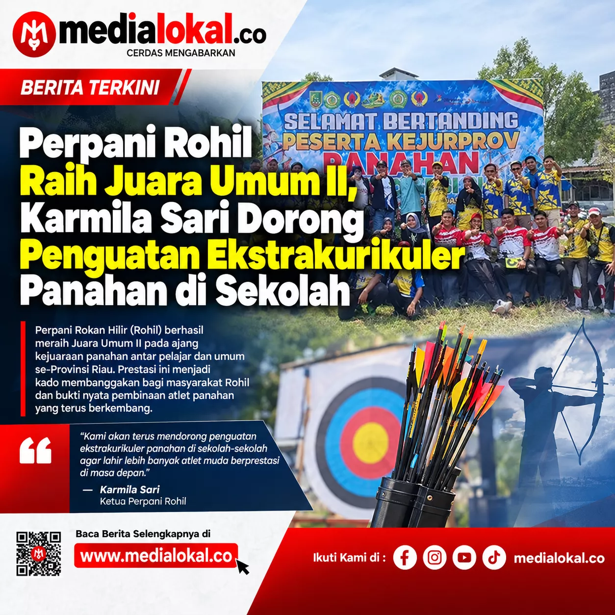 Perpani Rohil Raih Juara Umum II, Karmila Sari Tekankan Pengembangan Bakat Atlet Muda