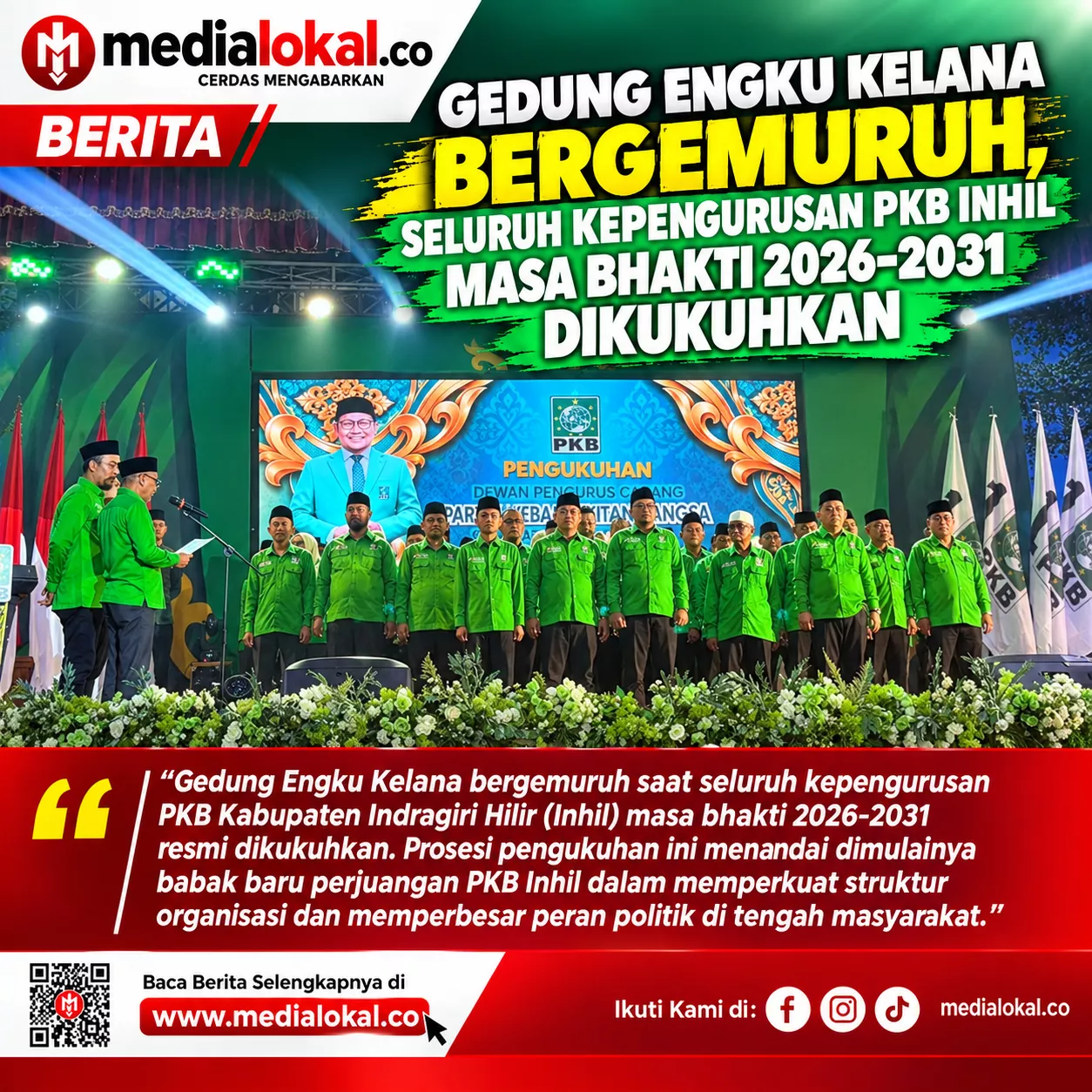 Filosofi Mangrove Jadi Semangat Baru, Pengurus PKB se-Inhil Resmi Dikukuhkan