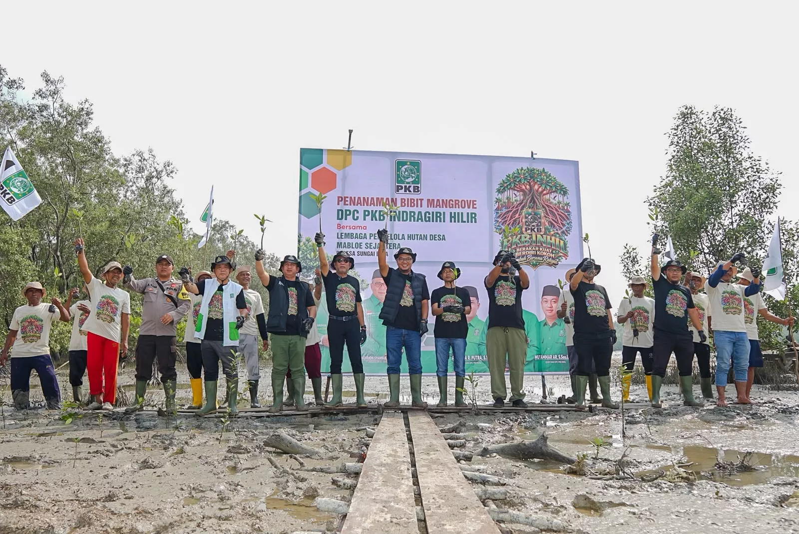 PKB Inhil Tanam 10.000 Bibit Mangrove di Desa Sungai Bela, Bukti Nyata Dukung Indonesia Hijau 