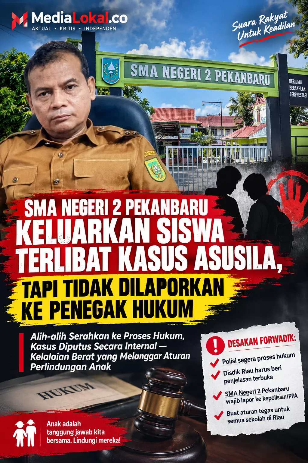 Terlibat Kasus Asusila, Kepsek Keluarkan Siswa, Abaikan Melaporkan ke APH