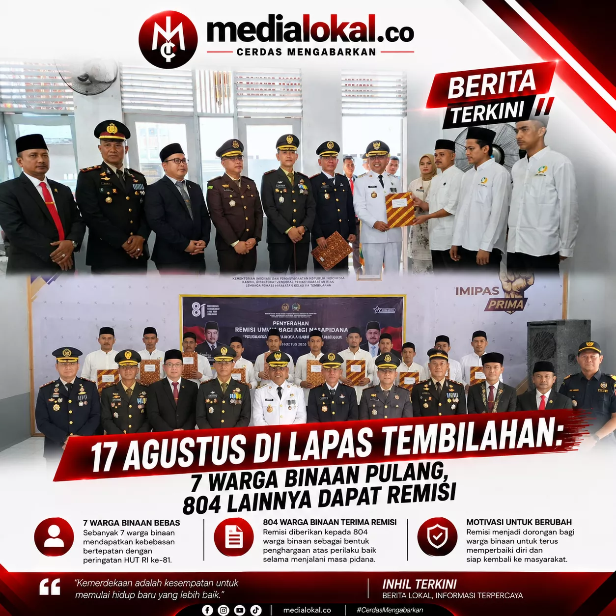 Lapas Tembilahan: Kemerdekaan Dimaknai dengan Pengampunan dan Kesempatan Kedua