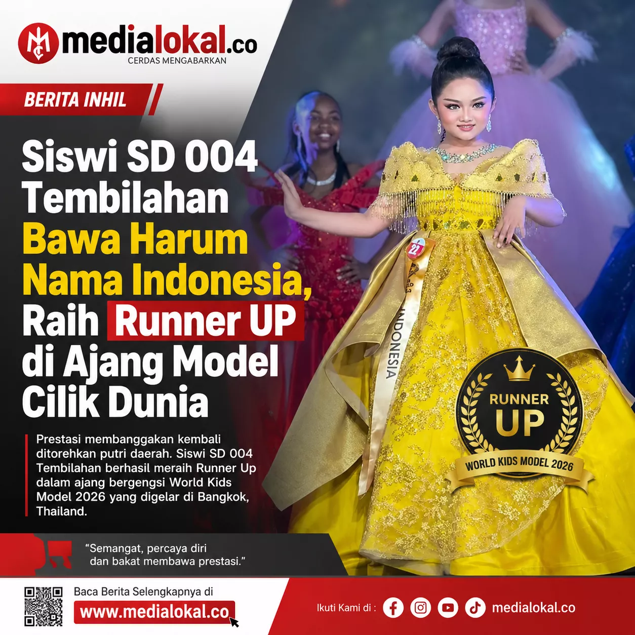 Bangga! Putri Riau Buktikan Anak Indonesia Mampu Bersinar di Panggung Internasional