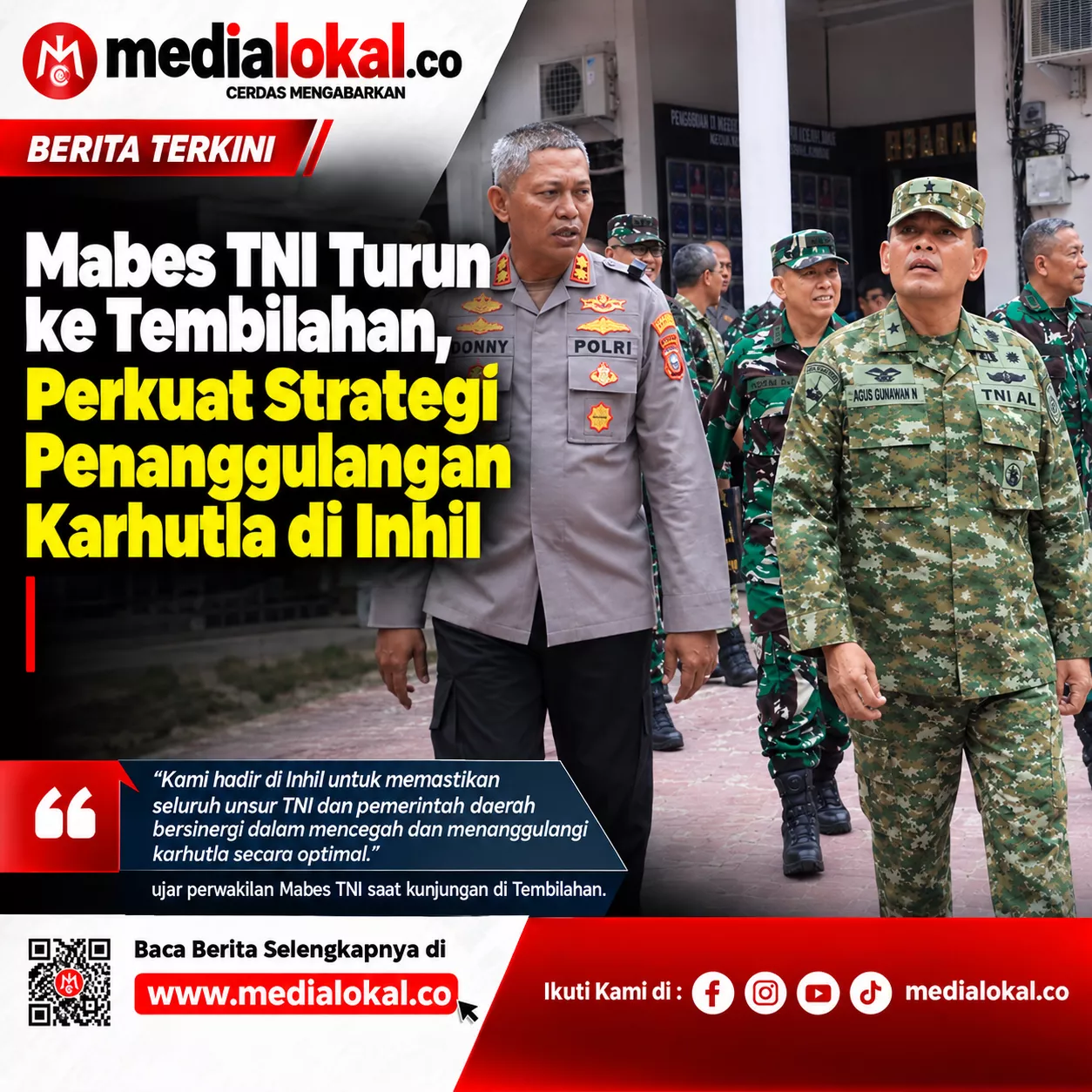 Mabes TNI Kunjungi Polres Inhil, Perkuat Sinergi Pencegahan dan Penanggulangan Karhutla