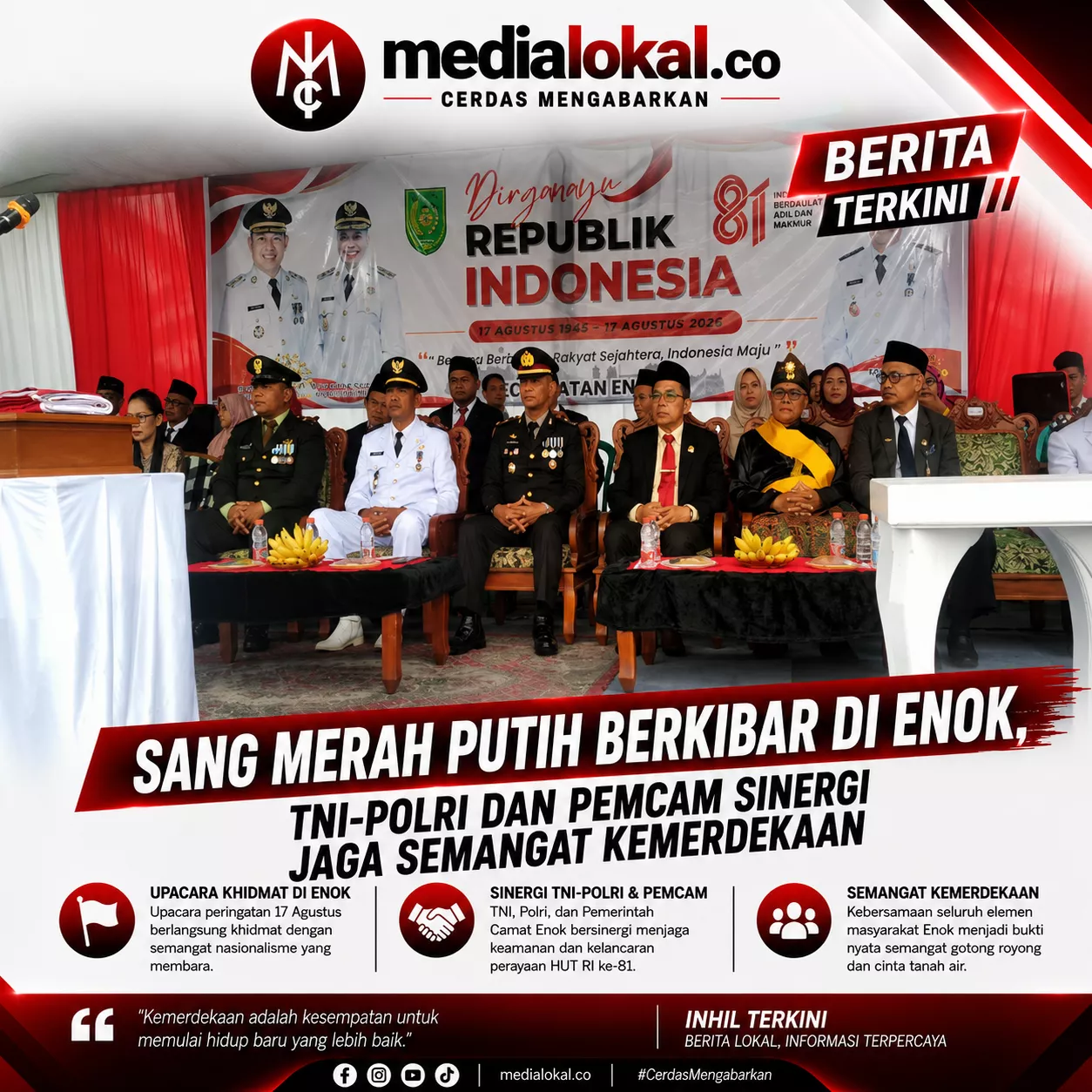 Enok Peringati Dirgahayu RI ke-81, Kapolsek: Isi Kemerdekaan dengan Kerja Nyata