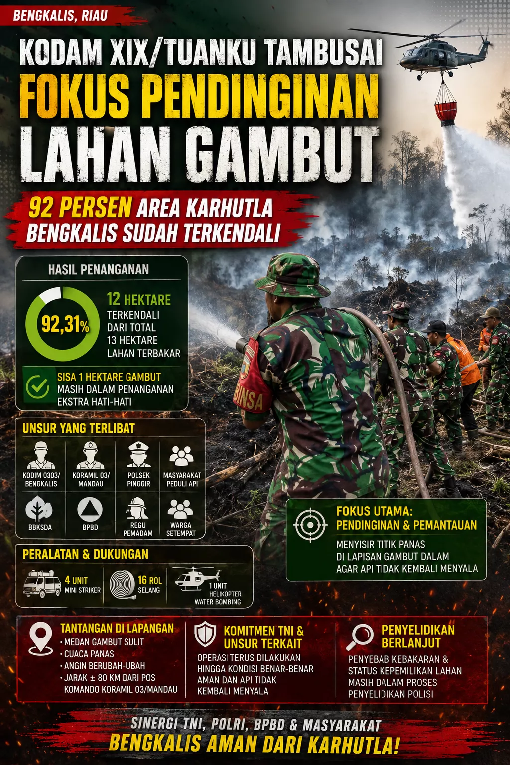 Lebih 92 Persen Area Karhutla Bengkalis Sudah Terkendali
