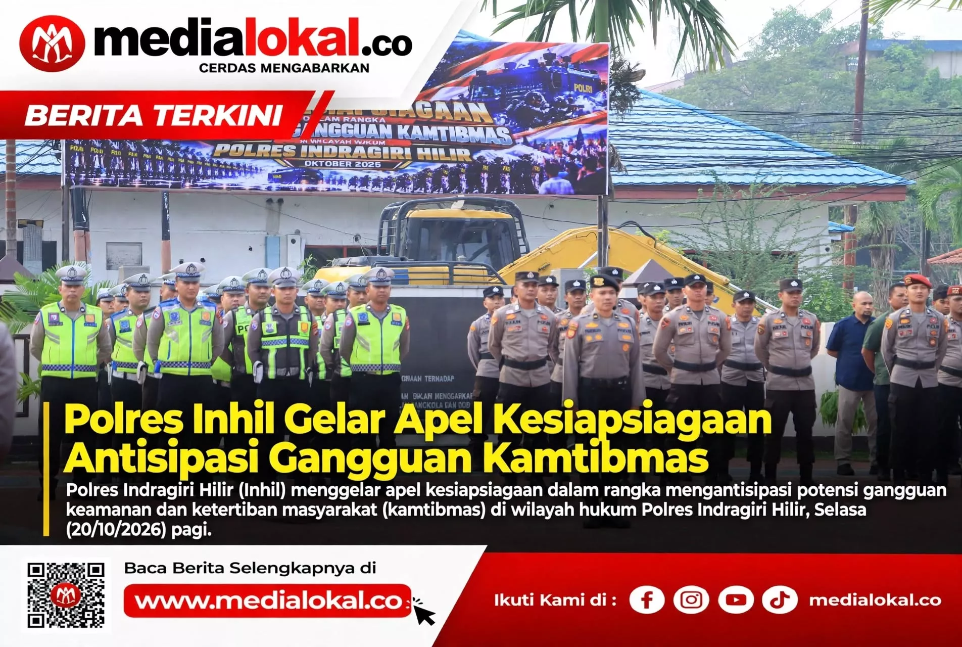 Polres Inhil Gelar Apel Kesiapsiagaan, Kapolres Tekankan Deteksi Dini dan Pengamanan Humanis