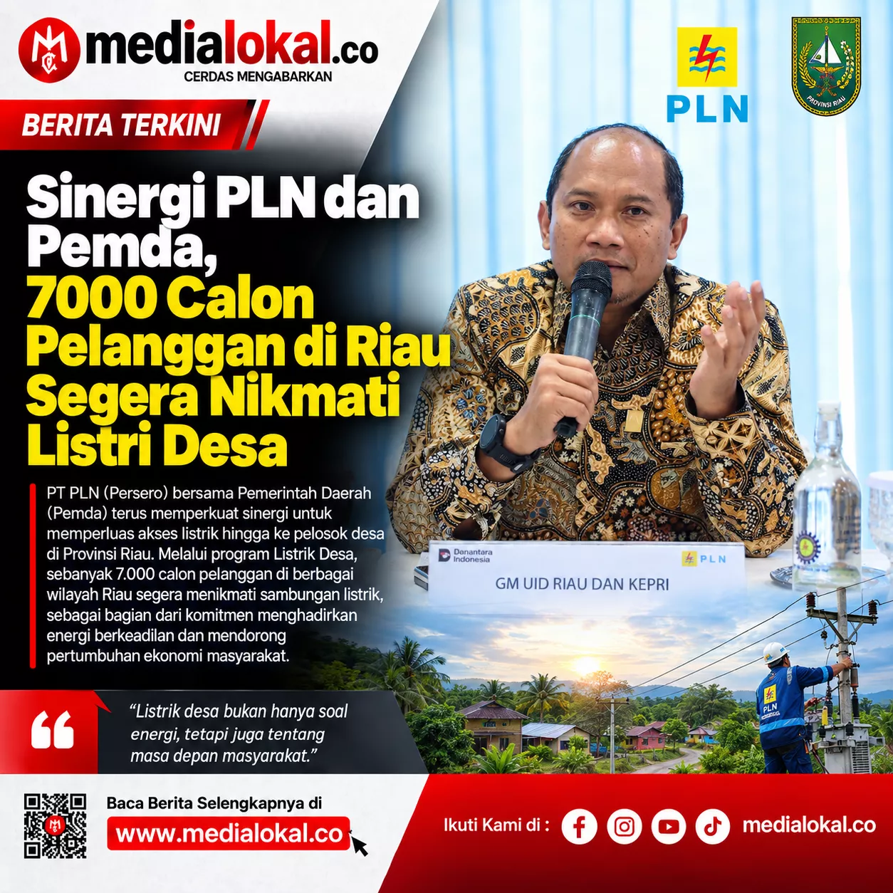 PLN dan Pemerintah Daerah Perkuat Sinergi Percepatan Program Listrik Desa di Provinsi Riau