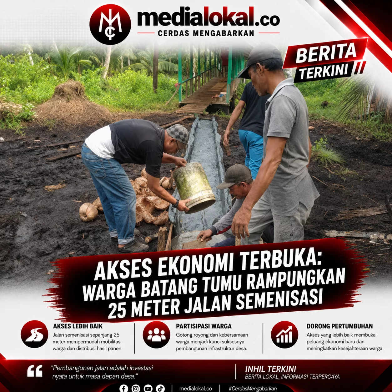 Karena Mendesak, Warga Batang Tumu Bangun Jalan Sendiri Pakai Iuran