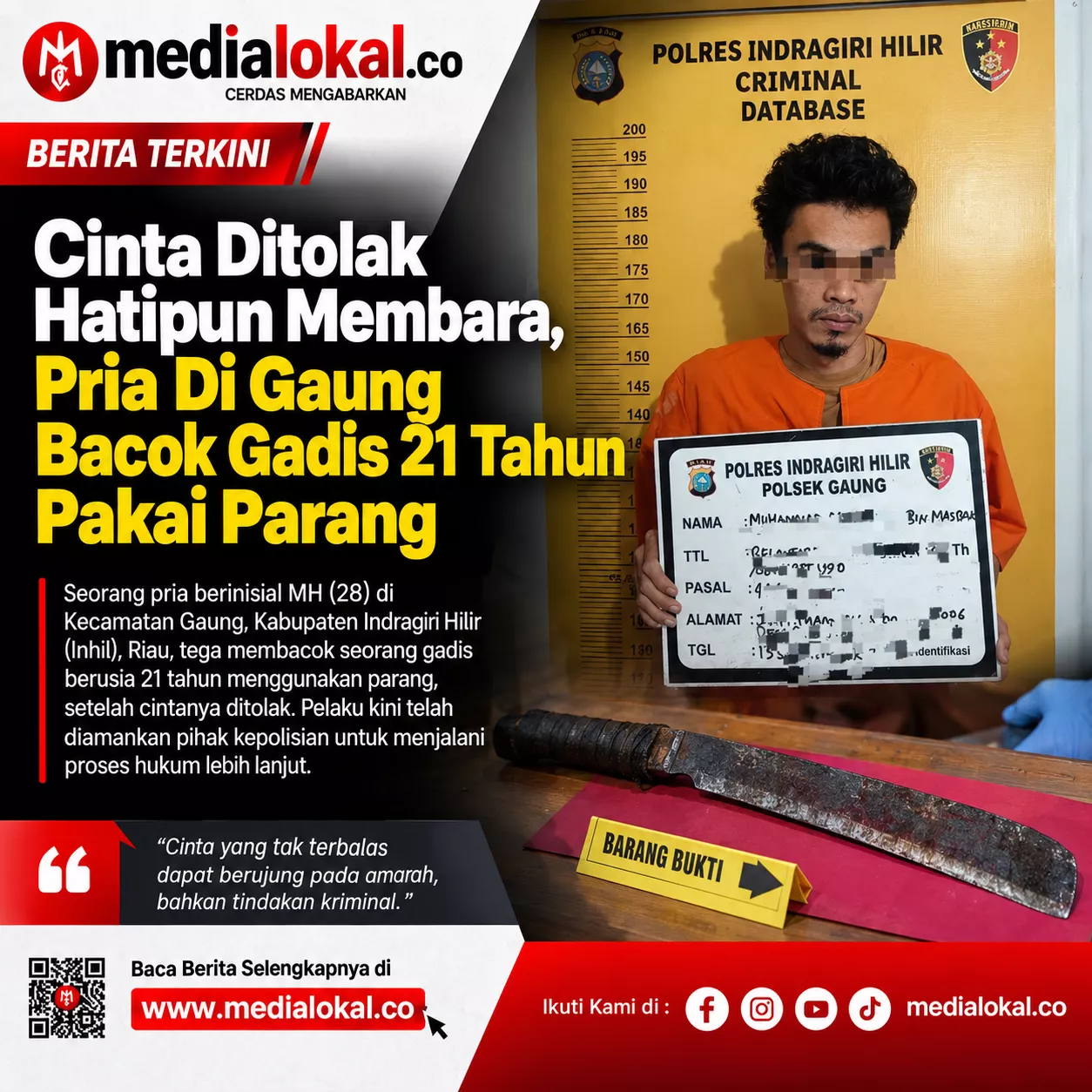 Sakit Hati Karena Kekasih Menikah dengan Orang Lain, Pria di Belantaraya Aniaya Mantan