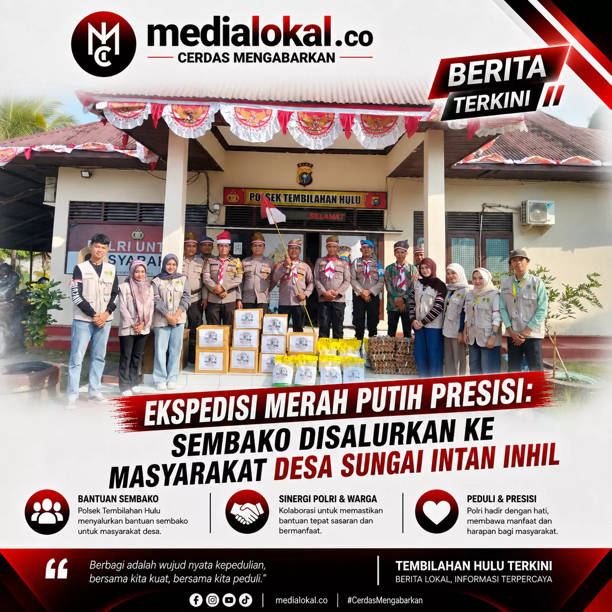 Ekspedisi Merah Putih Presisi Polda Riau 2026: Polsek Tembilahan Hulu Bagikan Sembako di Desa Sungai Intan