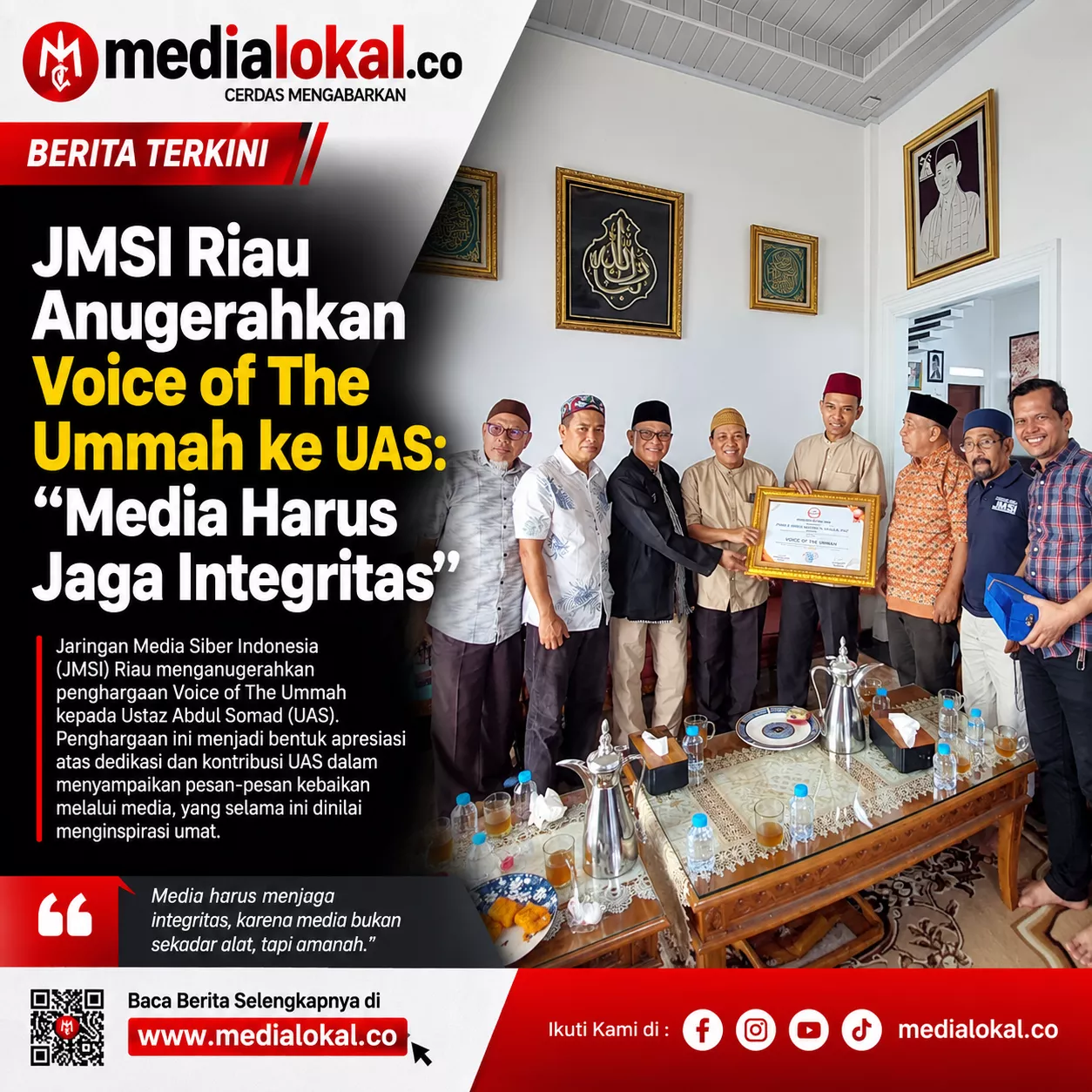 Akrab Bersama JMSI, UAS Titip Pesan untuk Media dan Wartawan