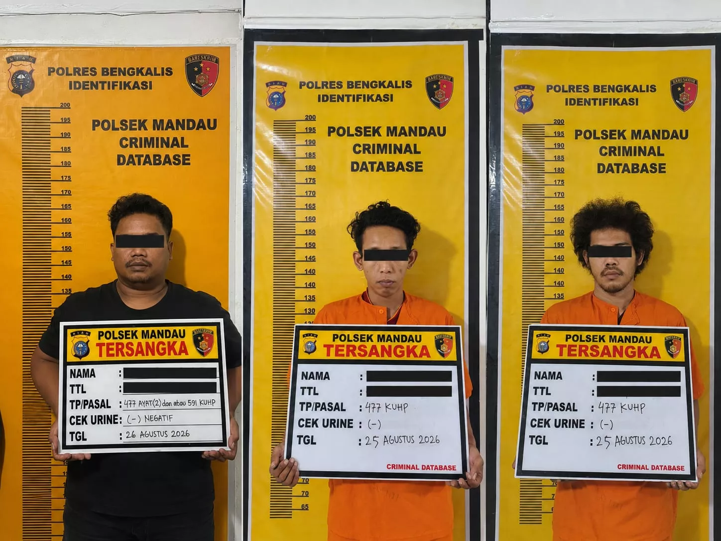 Tiga Pelaku Curanmor di Kecamatan Mandau Diringkus Polisi