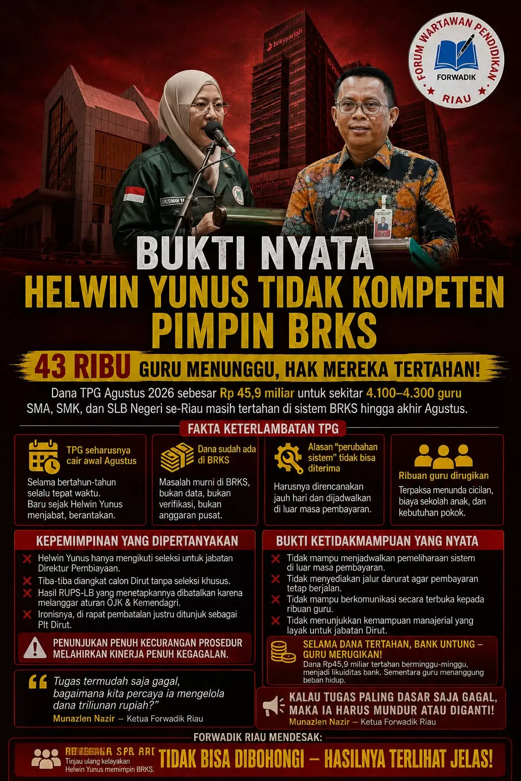 Bukti Nyata Helwin Yunus Tidak Kompeten Pimpin BRKS