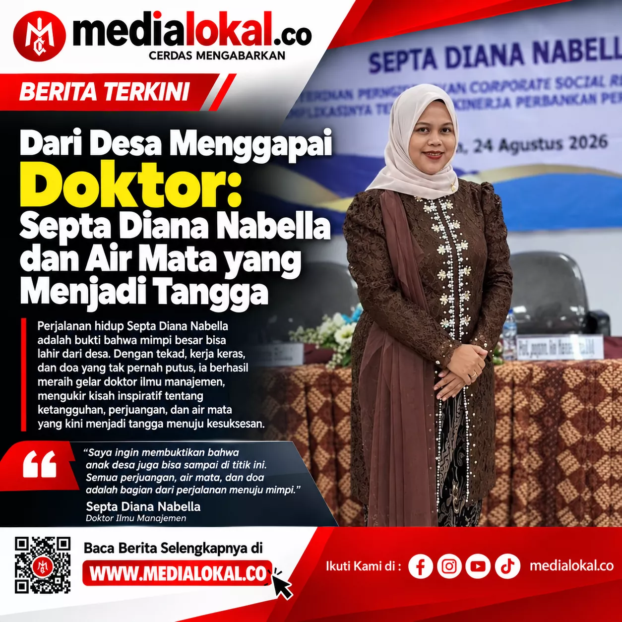 Dari Tepi Sungai ke Mimbar Akademik: Kisah Septa Diana Nabella 