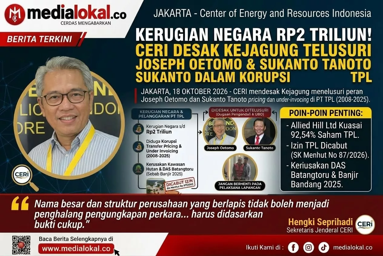 CERI Desak Kejagung Seret Sukanto Tanoto dan Joseph Oetomo