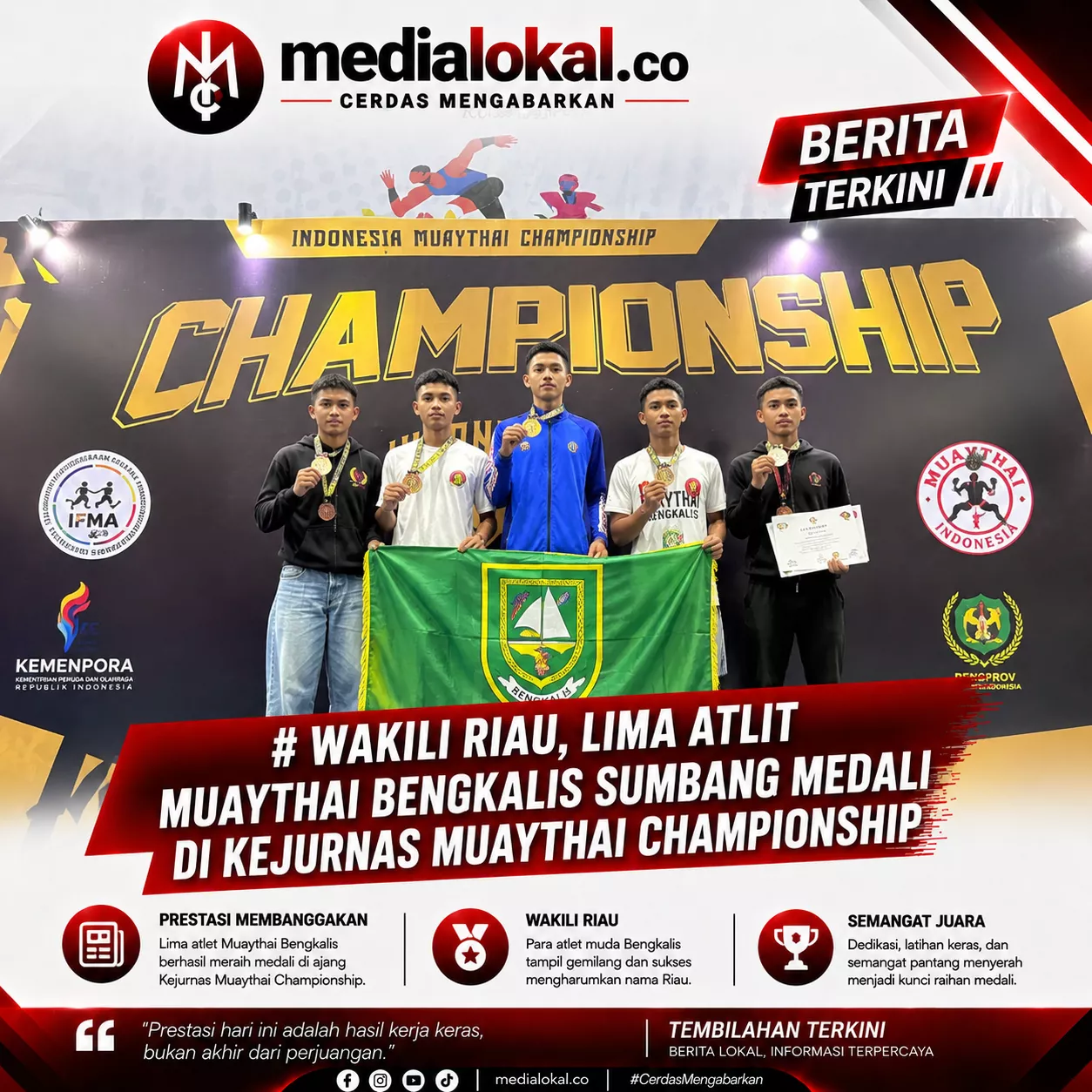 Wakili Riau, Lima Atlit Muaythai Bengkalis Sumbang Medali Di Kejurnas Muaythai championship