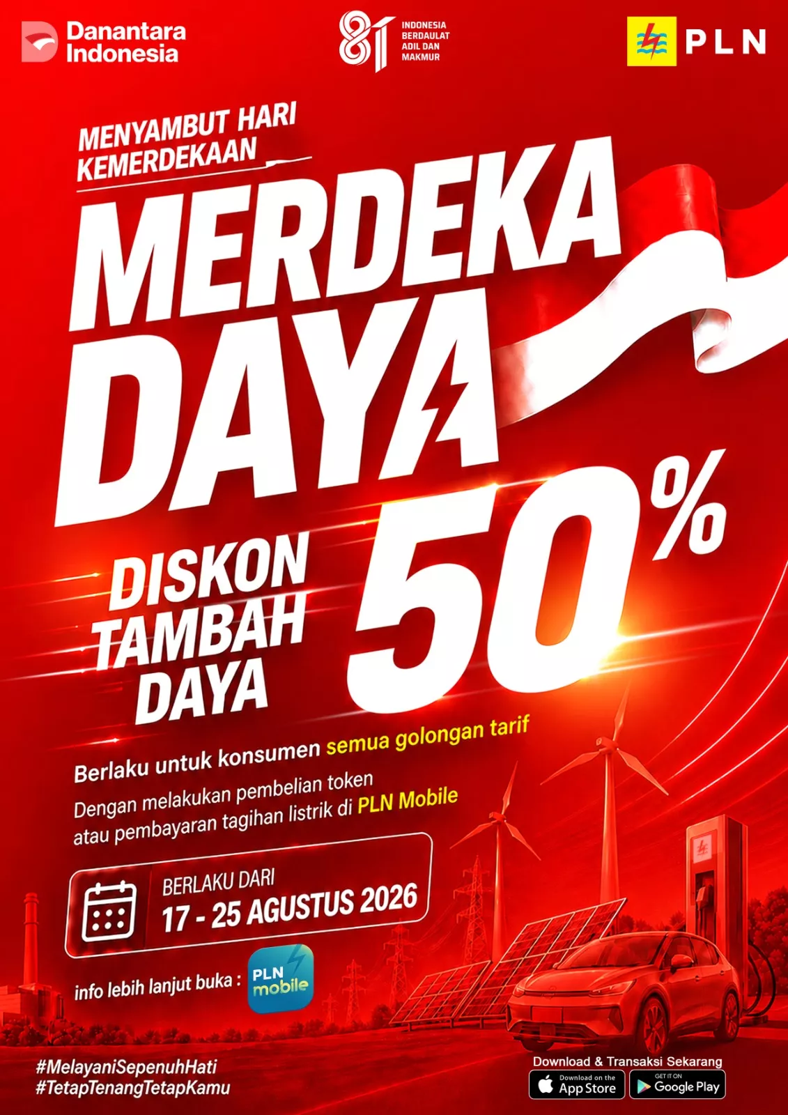 PLN Hadirkan Promo “Merdeka Day”, Diskon Tambah Daya 50% Lewat PLN Mobile