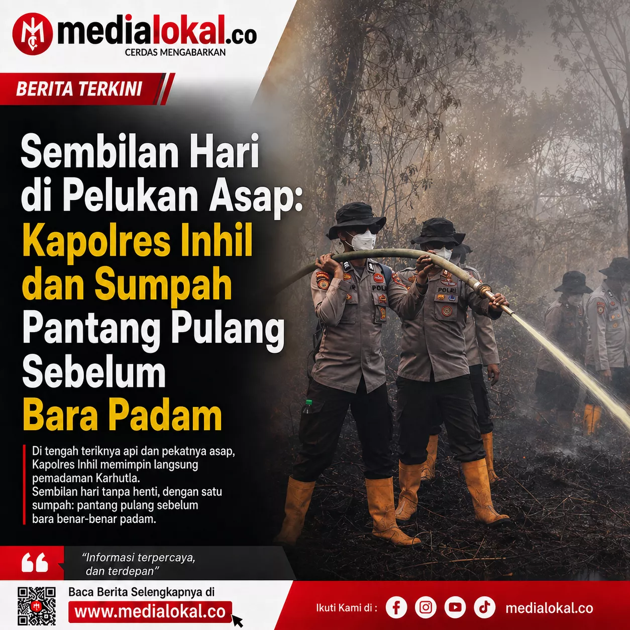Bermalam di Atas Gambut: Kisah AKBP Donny Melawan Api dari Gaung hingga Keritang