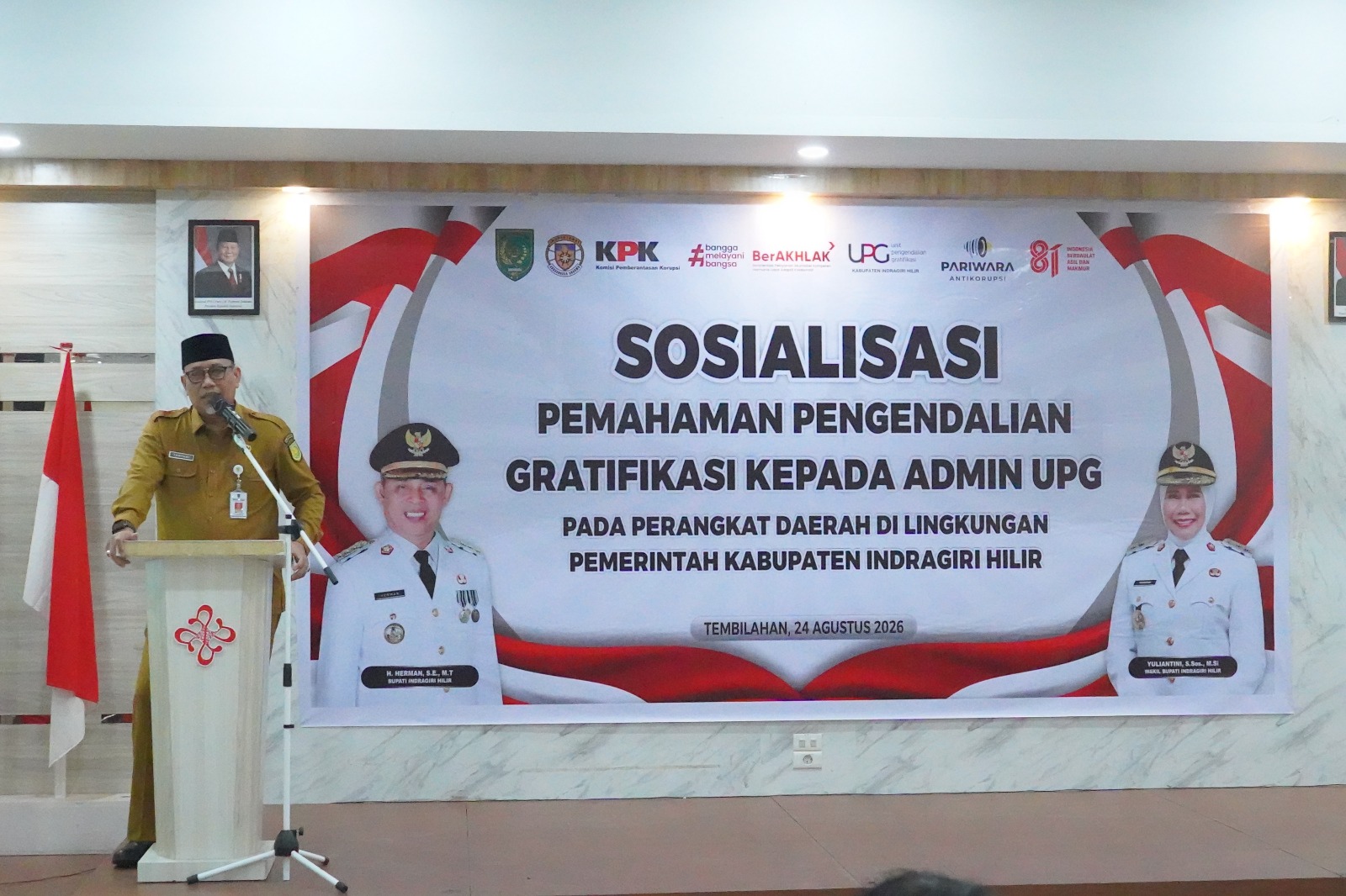 Wakili Bupati Inhil, Sekda Buka Secara Resmi Sosialisasi Pemahaman Pengendalian Gratifikasi Kepada Admin UPG