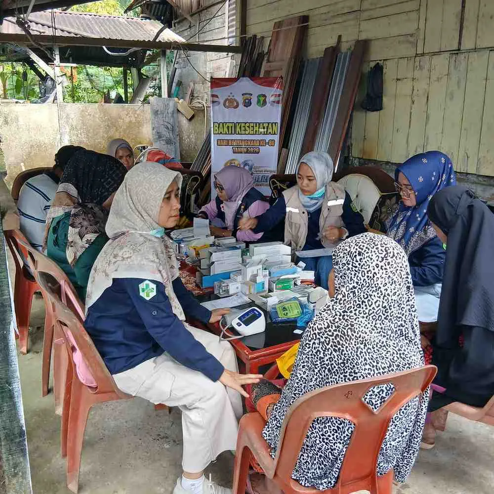 CKG HUT Bhayangkara ke-80, Polres Kuansing Hadirkan Layanan Cek Kesehatan Gratis bagi Warga Pangean
