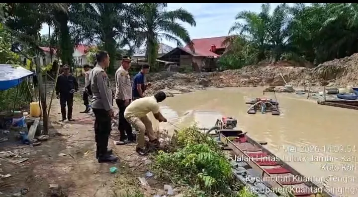 Tindak Lanjut Laporan Call Center 110, Polres Kuansing Tertibkan Aktivitas PETI di Tengah Permukiman Warga