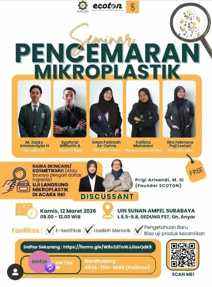 Seminar FST UINSA Ungkap Ancaman Mikroplastik pada Rantai Makanan Manusia