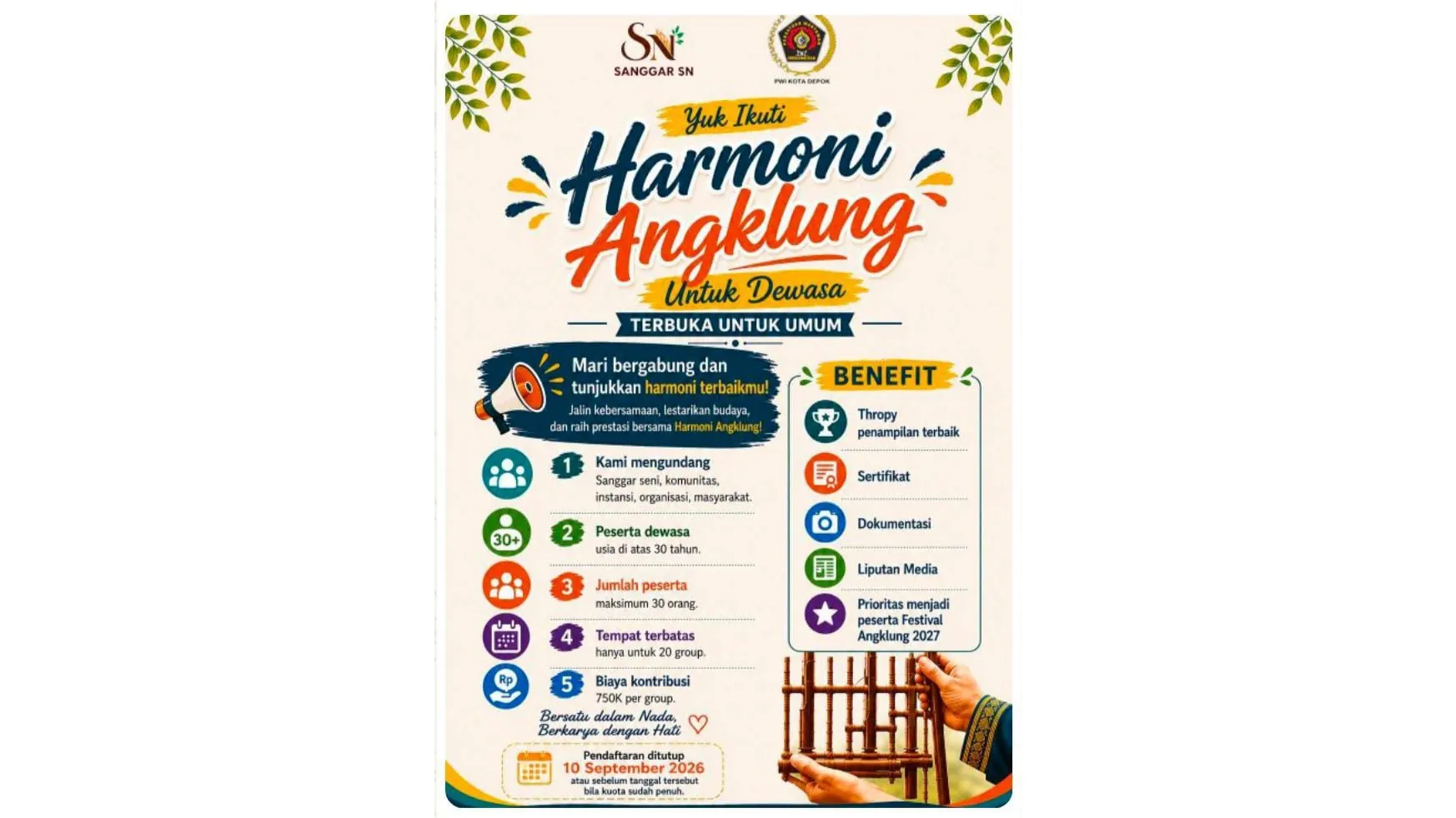 PWI Kota Depok Lestarikan Warisan Budaya Sunda, Segera Gelar Harmoni Angklung