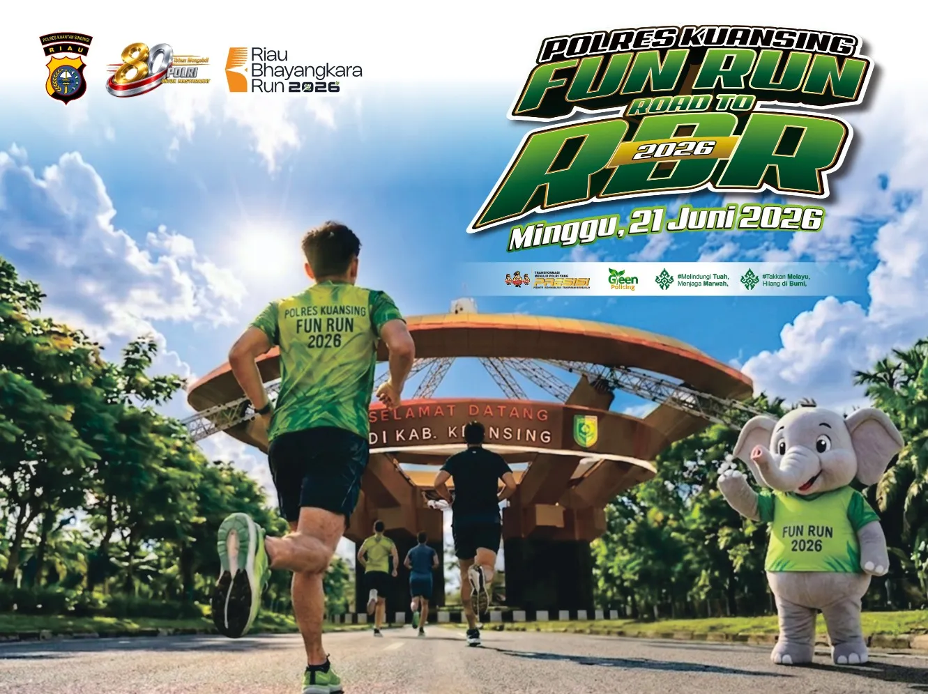 Sambut Hari Bhayangkara ke-80, Polres Kuansing Gelar Fun Run 5K Gratis dan Kampanyekan Green Policing