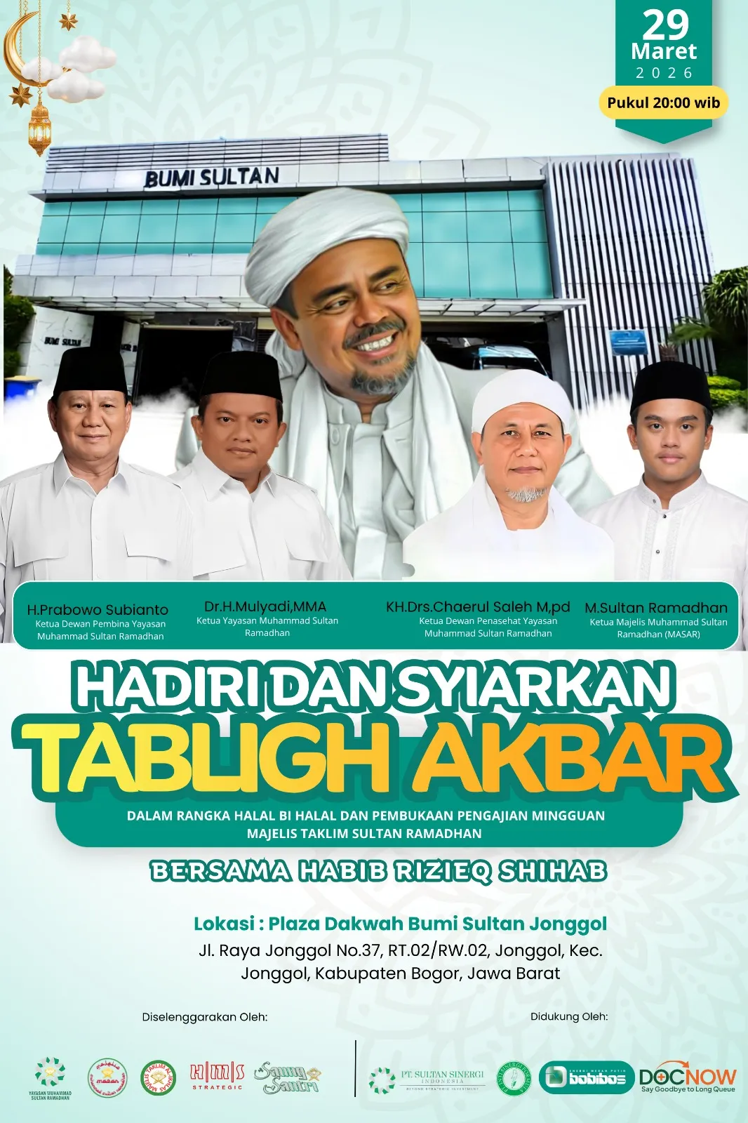 Besok Malam! Habib Rizieq Shihab Dijadwalkan Pimpin Tabligh Akbar di Bumi Sultan Jonggol