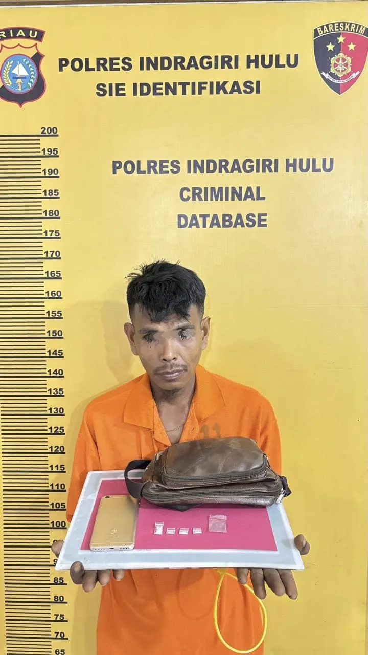 Polres Inhu Tangkap Pria Asal Pulau Gelang, 4 Paket Sabu Disita