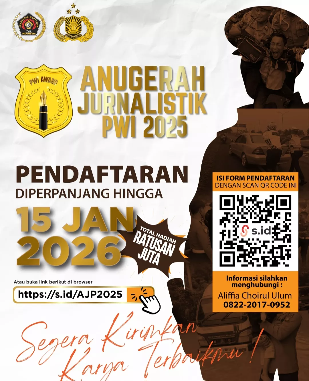 Deadline AJP PWI Award 2025 Diperpanjang hingga 15 Januari 2026, Segera Kirimkan Karya Terbaik!