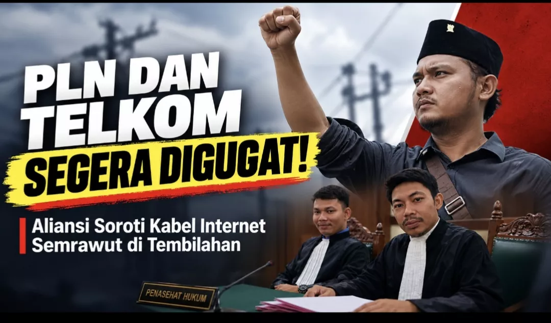PLN dan Telkom Segera Digugat! Aliansi Soroti Kabel Internet Semrawut di Tembilahan