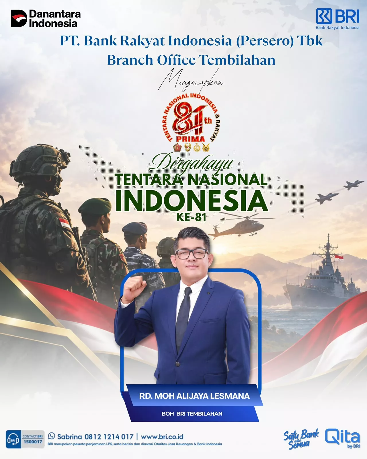Semarak HUT TNI ke-81, BRI Branch Office Tembilahan Sampaikan Apresiasi