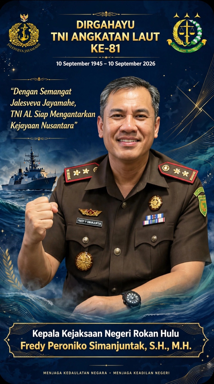 Kajari Rokan Hulu ,Selamat HUT TNI AL ke 81 tahun