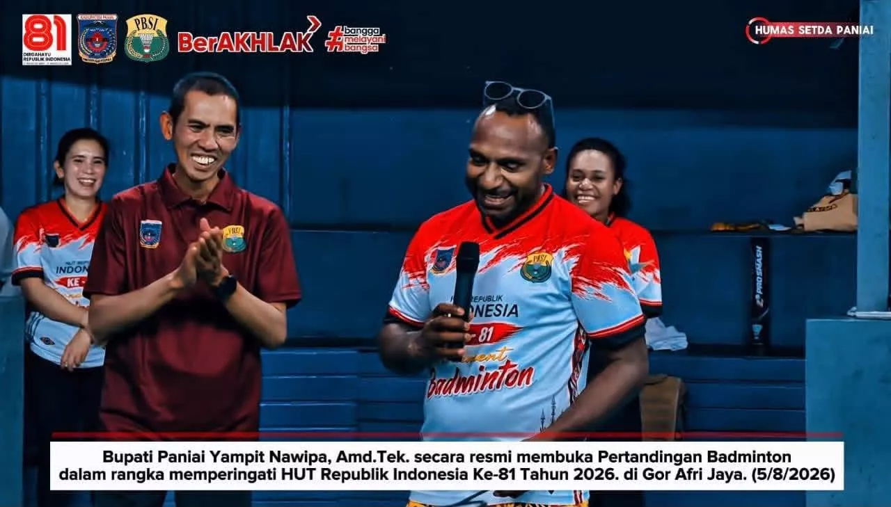 Bupati Paniai Yampit Nawipa Buka Turnamen Antar OPD Sambut HUT RI ke-81