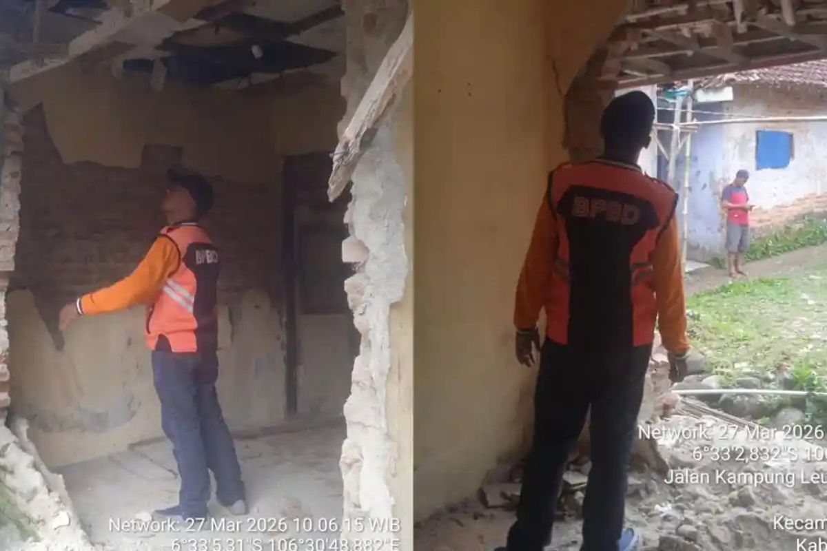 Diterjang Angin Kencang, Tembok Rumah Warga di Cigudeg Jebol