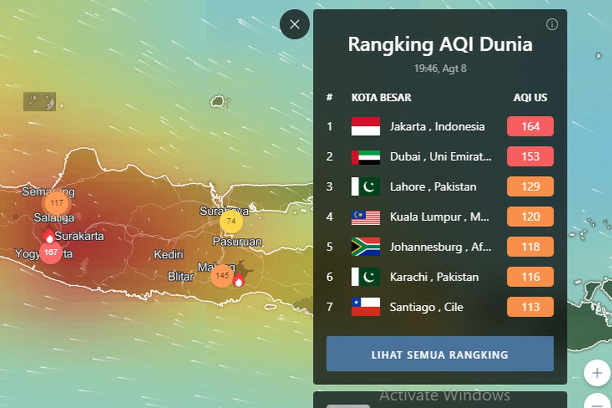 Daftar Kota Paling Tercemar, Jakarta Tempati Urutan Pertama
