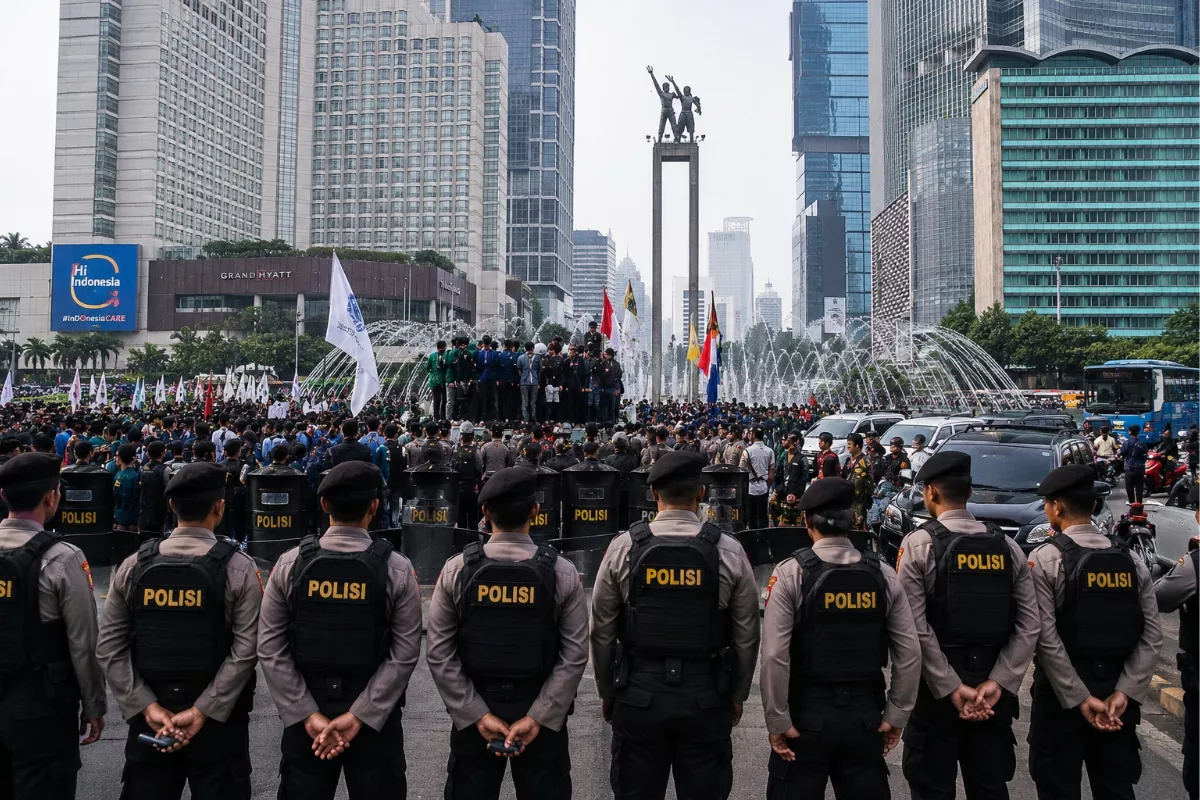 4.151 Personel Gabungan Kawal Demo BEM UI di Bundaran HI Hari Ini